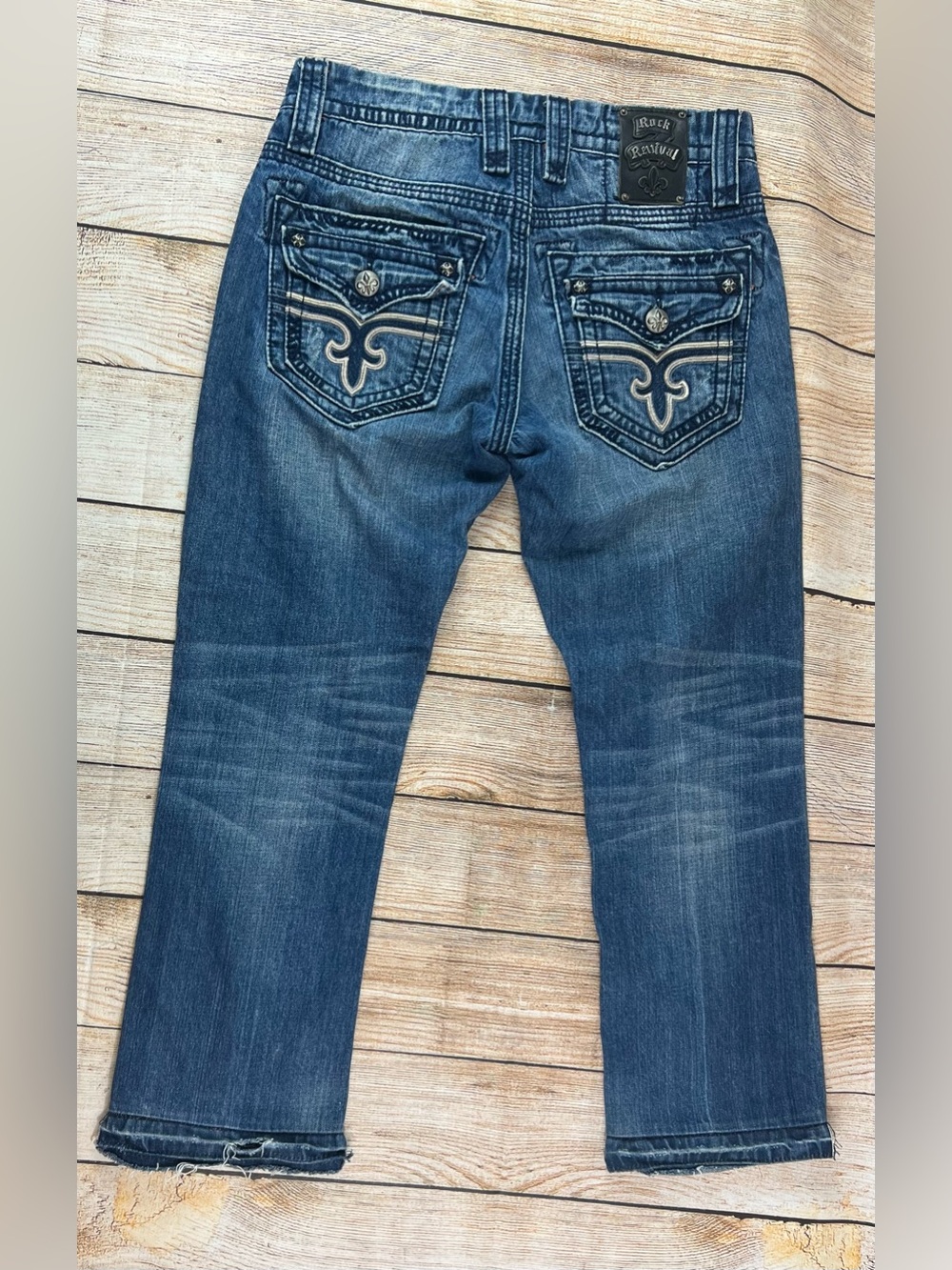 Mens Rock Revival Timothy Straight Denim Blue Jeans Size 30x28